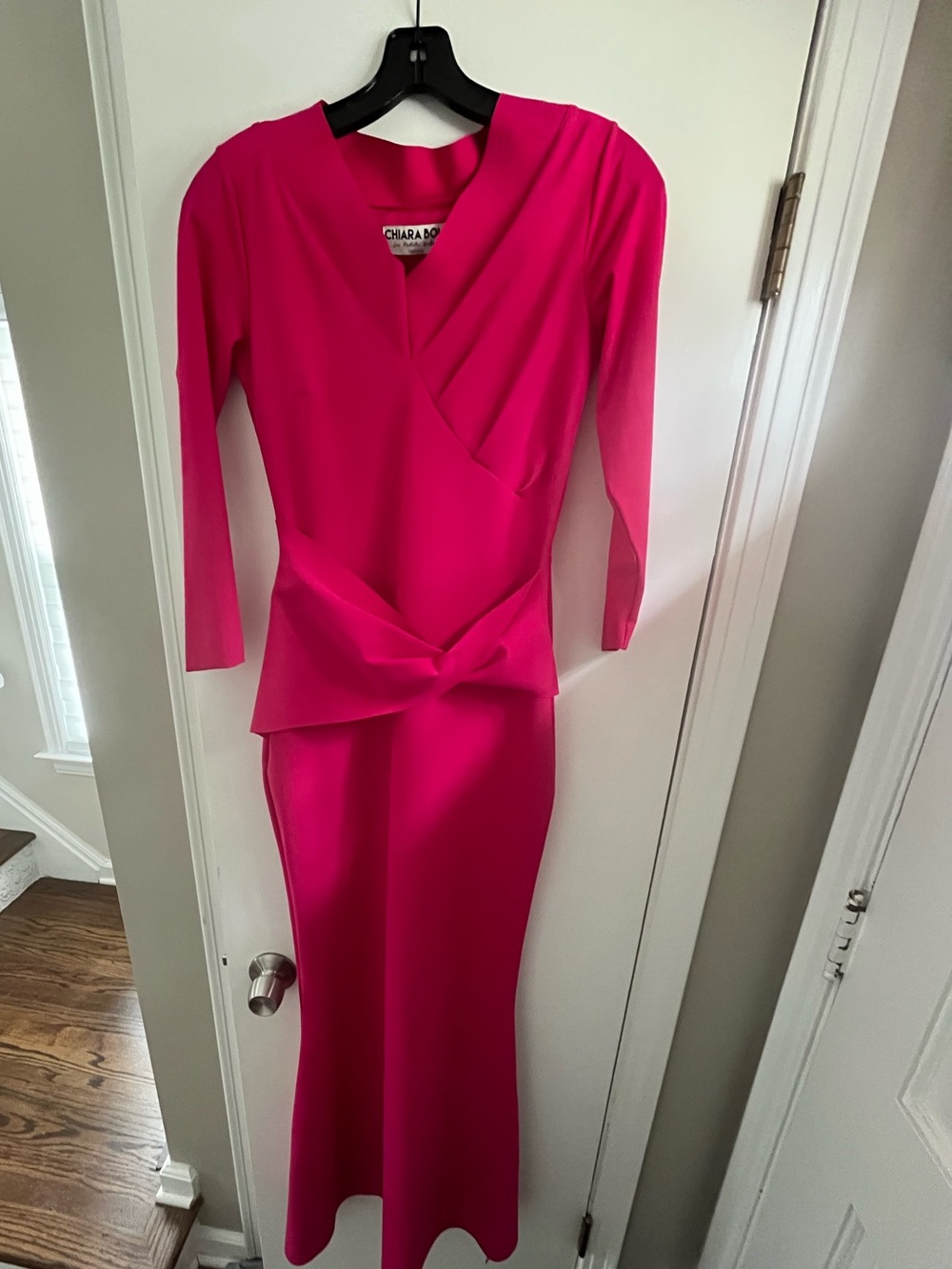 Chiara Boni Vibrant Pink Long Sleeve Maxi Dress